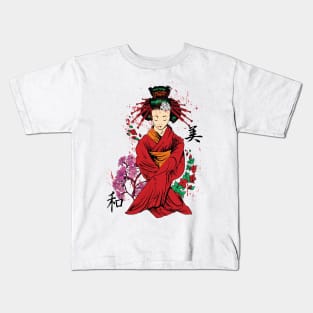 Geisha japanese style design Kids T-Shirt